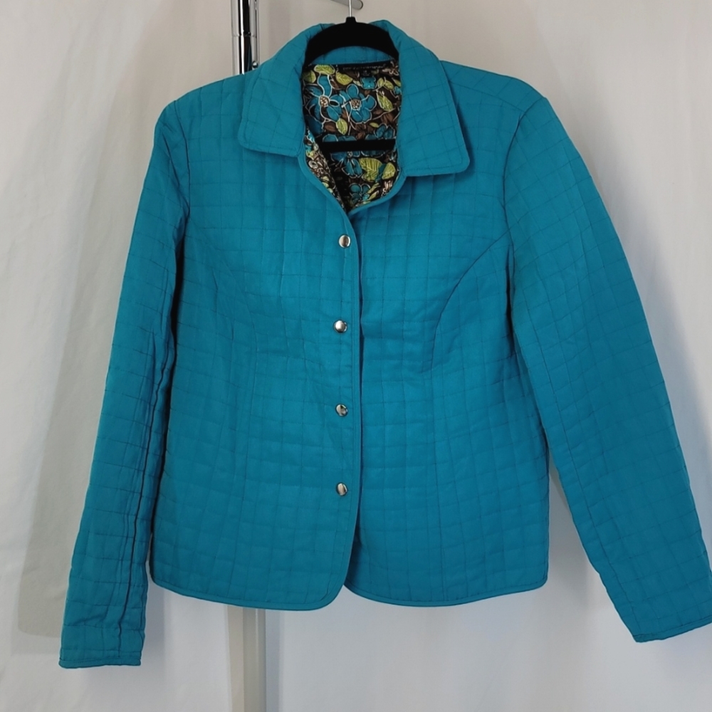 Briggs New York Quilted Jacket, Turquoise Blue, Women's size 12